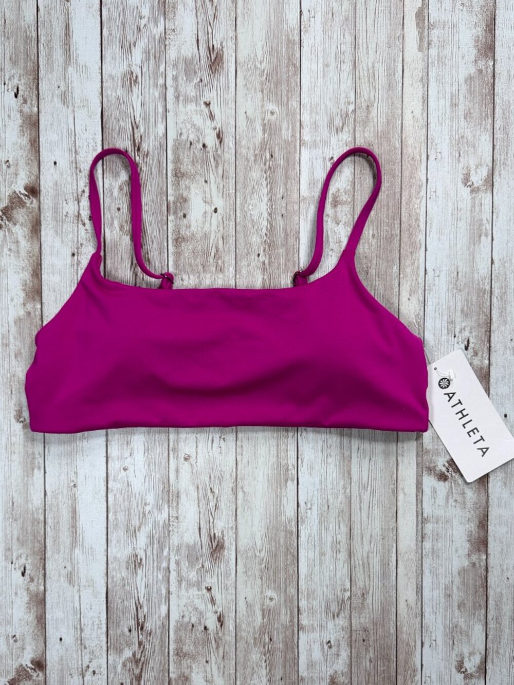 Athleta Scoop Bikini Top sz Medium A-C Fuchsia Pink Adjustable Bralette Pads
